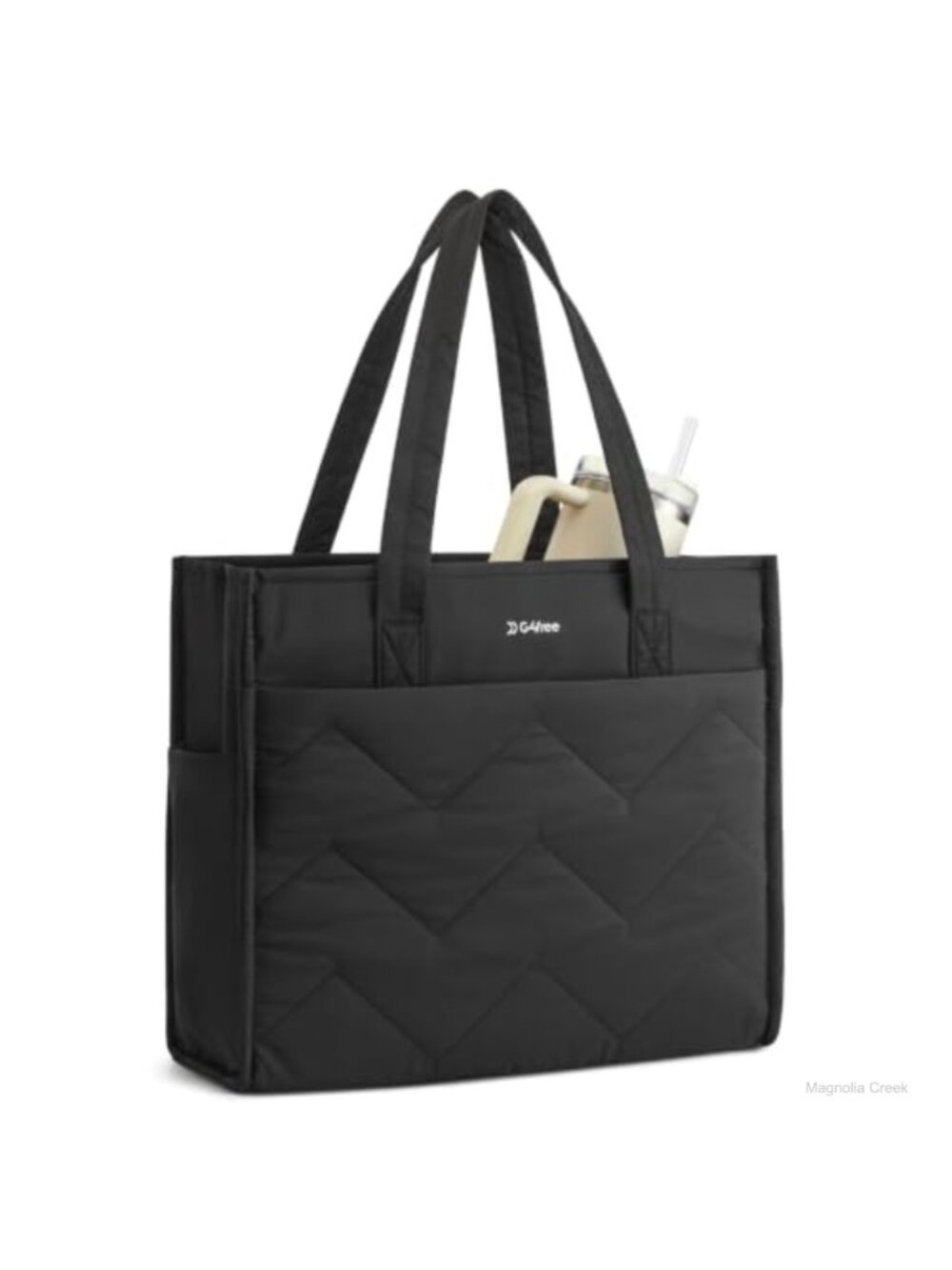 Quilted Nylon Tote Bag with 40oz Cup Holder & Laptop Sleeve